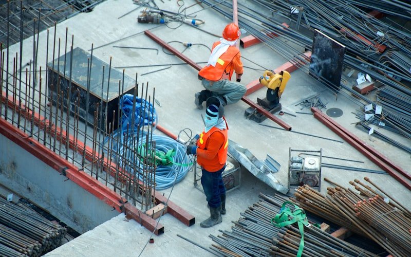 Engineering team on construction site